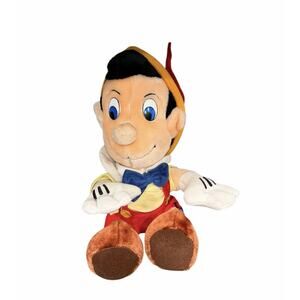 Disney Vintage Disney Store Sitting Pinocchio 10” Plush Doll W/ Expandable Nose